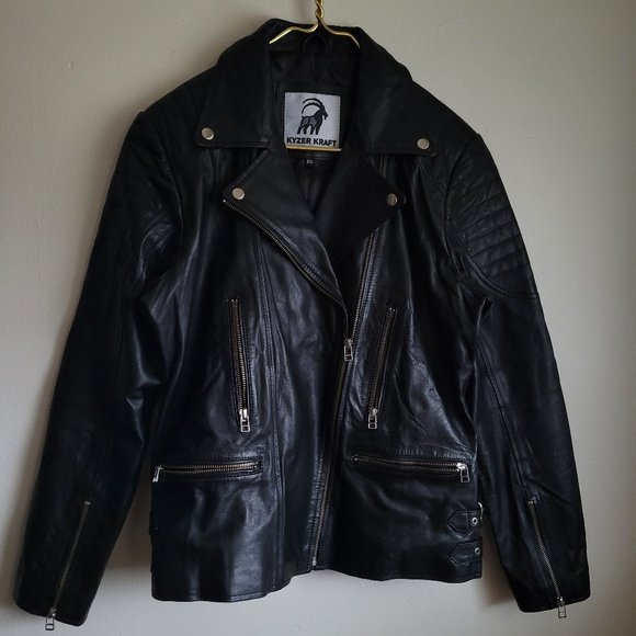Kyzer Kraft Woman  Black Size XXL  leather motorcycle biker jacket lining - Picture 1 of 8